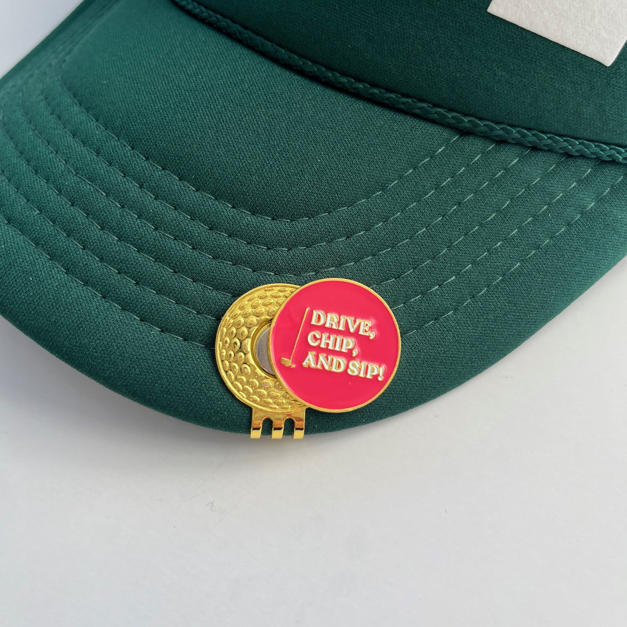 Drive, Chip & Sip Golf Ball Marker Hat Clip